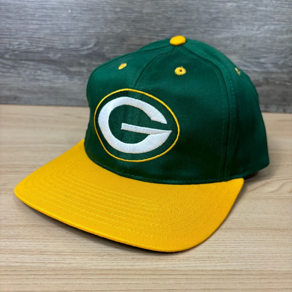 Vintage Green Bay Packers Hat Cap Snapback Green NFL Football Big Logo 90s